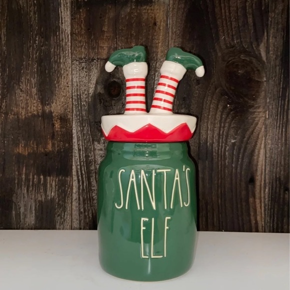 Rae Dunn Santa’s elf canister